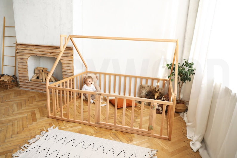Platform House Bed with Above-Bed Decor - Safe & Engaging Kids Furniture