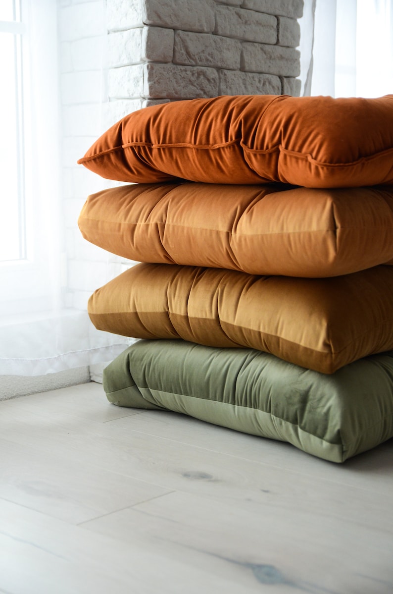 Luxurious Velvet Floor Cushion Set - Customizable Colors & Tufting