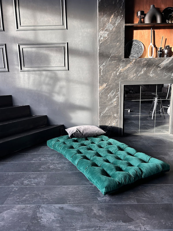 Luxurious Emerald Green Velvet Floor Cushions | Versatile & Comfortable Seating