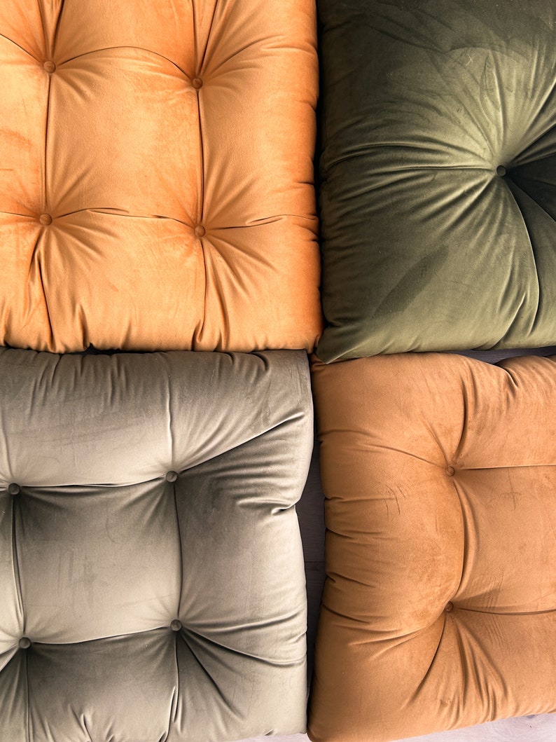 Luxurious Velvet Floor Cushion Set - Customizable Colors & Tufting