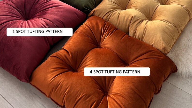 Luxurious Velvet Floor Cushion Set - Customizable Colors & Tufting