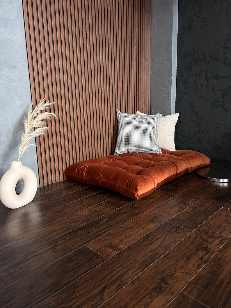 Luxurious Tufted Velvet Floor Cushion | Custom Bench & Reading Nook Seating | Cozy Velvet Floor Pillow | Window Seat Cushion