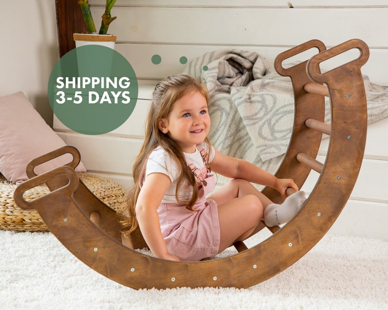 Montessori Wooden Climbing Triangle Arch and Slide Set for Toddlers - Safe, Eco-Friendly Play Gym