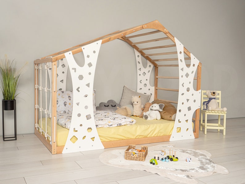 Montessori Jungle Gym Toddler Bed - Safe Wooden Climber & Indoor Playhouse for Kids