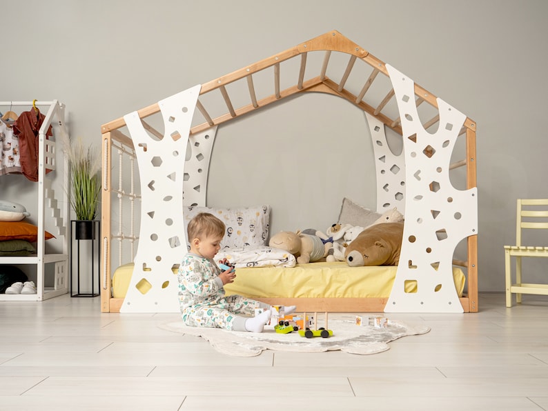 Montessori Jungle Gym Toddler Bed - Safe Wooden Climber & Indoor Playhouse for Kids