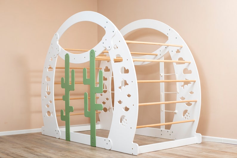 Montessori Wooden Climbing Bed for Toddlers - Floor Bed with Climbing Wall & Gym Features - Kids Play Bed Frame, Platform Bed, Nursery Decor, 154$