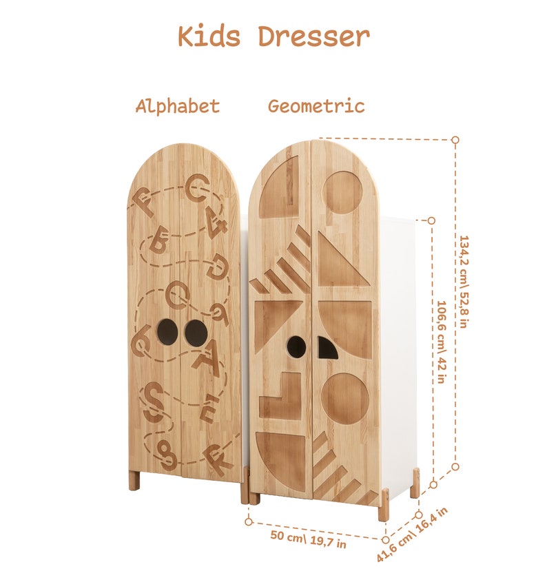 Busywood Montessori Wooden Wardrobe for Kids - Dress Up Storage Closet, Toddler Armoire Organizer, Unique Bookcase, Baby Toy Storage, 154$