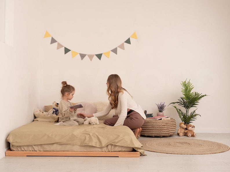 Zen Tatami Platform Bed: Japanese Joinery, Low Profile, Natural Alder Wood Floor Bed Frame - Handmade Minimalist Furniture