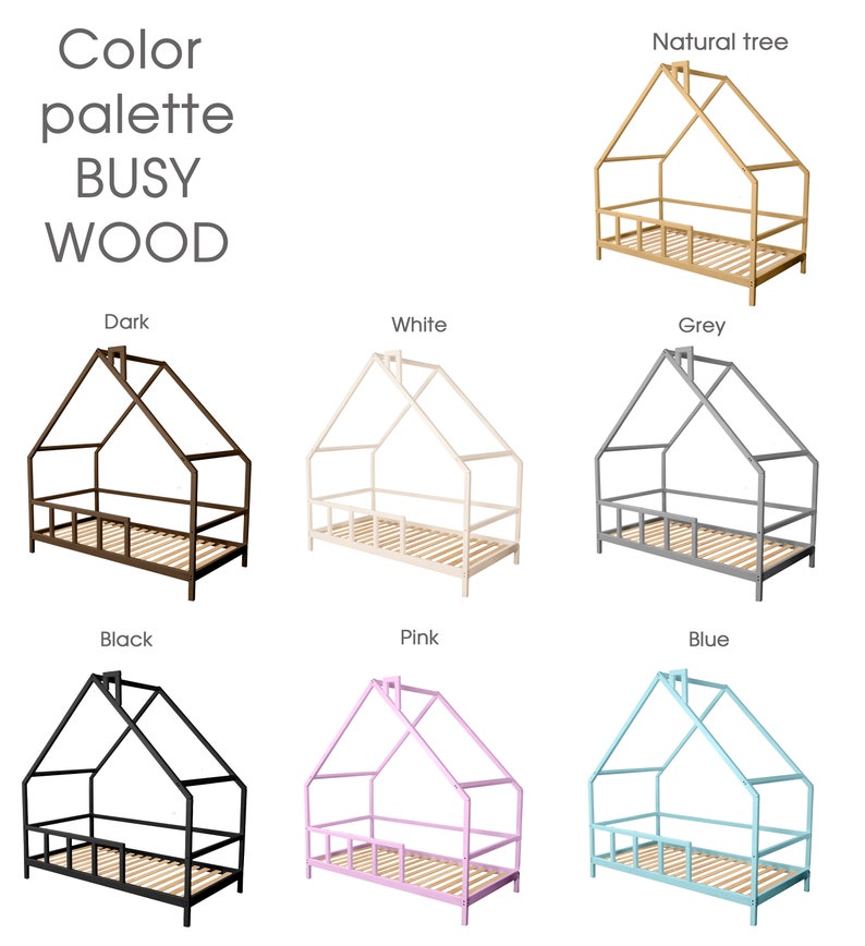 Premium Montessori Toddler House Bed with Canopy and Legs - Handmade Natural Alder Wood Furniture for Engaging Nursery Decor
