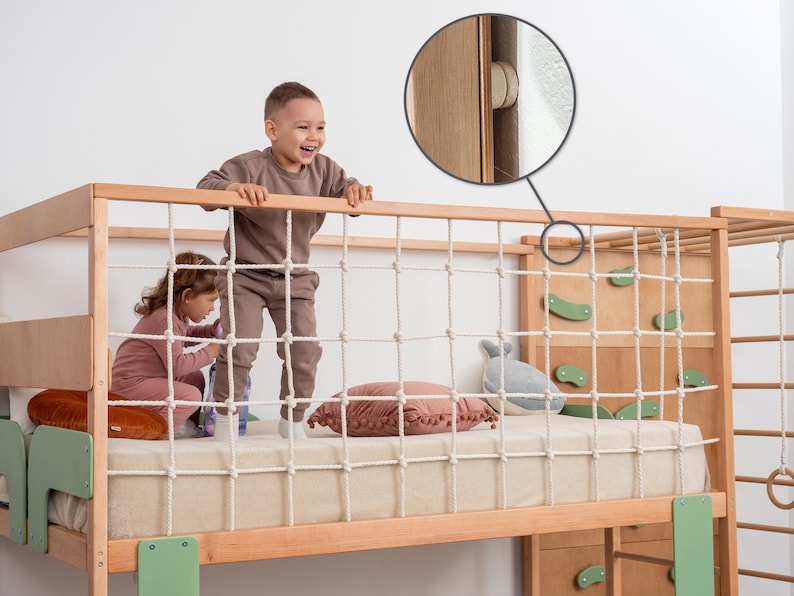 Bunk Bed, Montessori Bed for Twins, Toddler Bed, Twin Bed, Bunk Beds for Kids, Montessori Furniture, Bed Frame, Nursery Decor, Toddler Gym