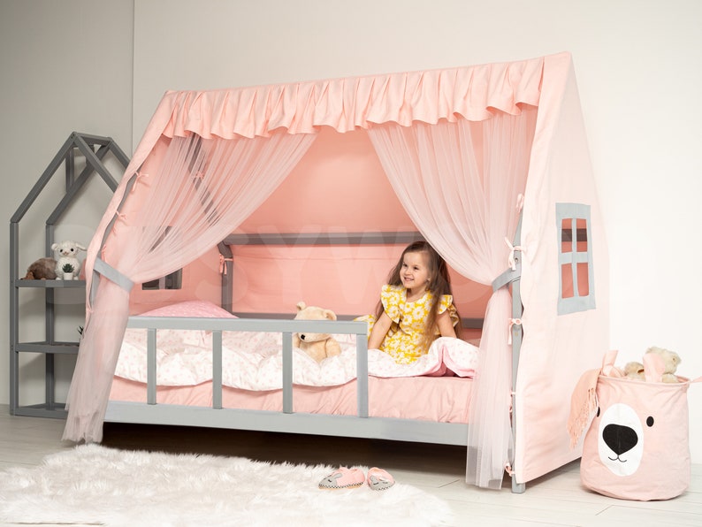 Enchanting Canopy Bed Curtains & Montessori Nursery Canopy for House Beds - Magical Bedding for Kids