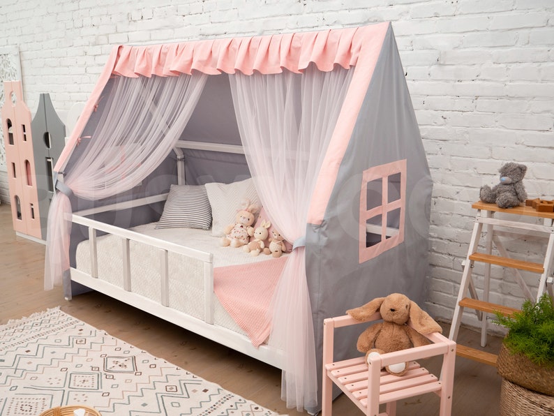 Enchanting Canopy Bed Curtains & Montessori Nursery Canopy for House Beds - Magical Bedding for Kids
