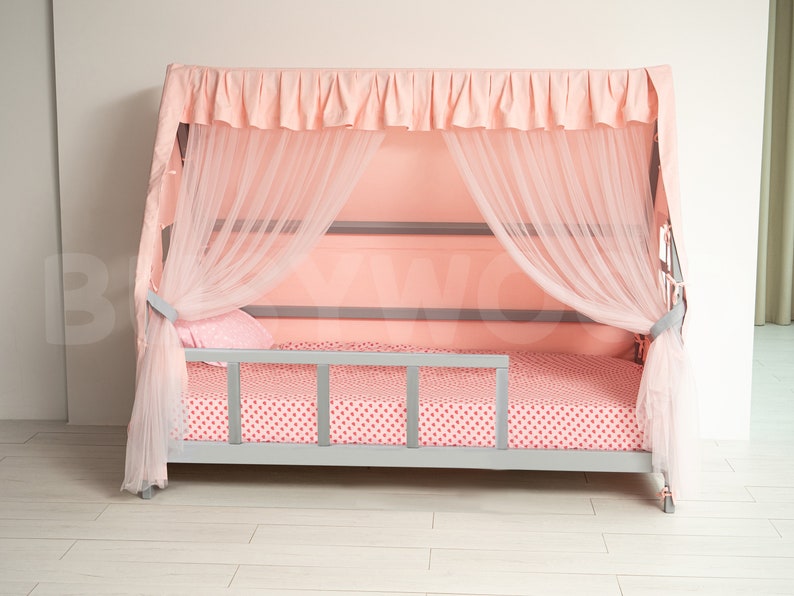 Enchanting Canopy Bed Curtains & Montessori Nursery Canopy for House Beds - Magical Bedding for Kids