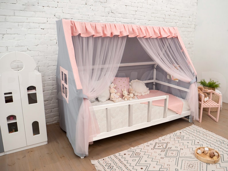 Enchanting Canopy Bed Curtains & Montessori Nursery Canopy for House Beds - Magical Bedding for Kids