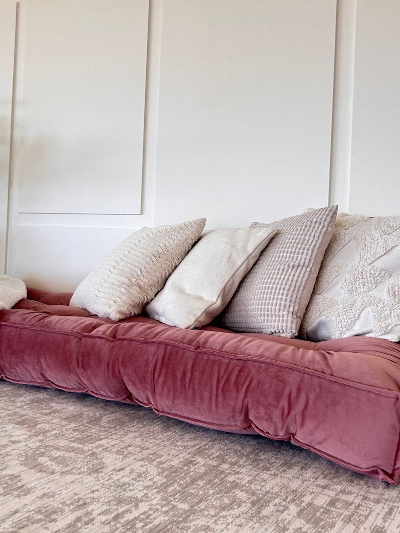Luxurious French Style Floor Cushion | Custom Size Reading Nook Seat Cushion | Versatile Bench & Window Seat Cushion