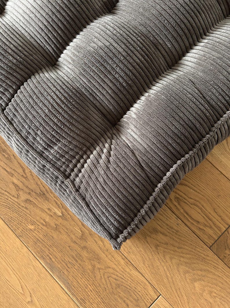 Luxurious Brown Corduroy Floor Sofa & Cushion Set | Comfortable Window Seat & Bench Pad