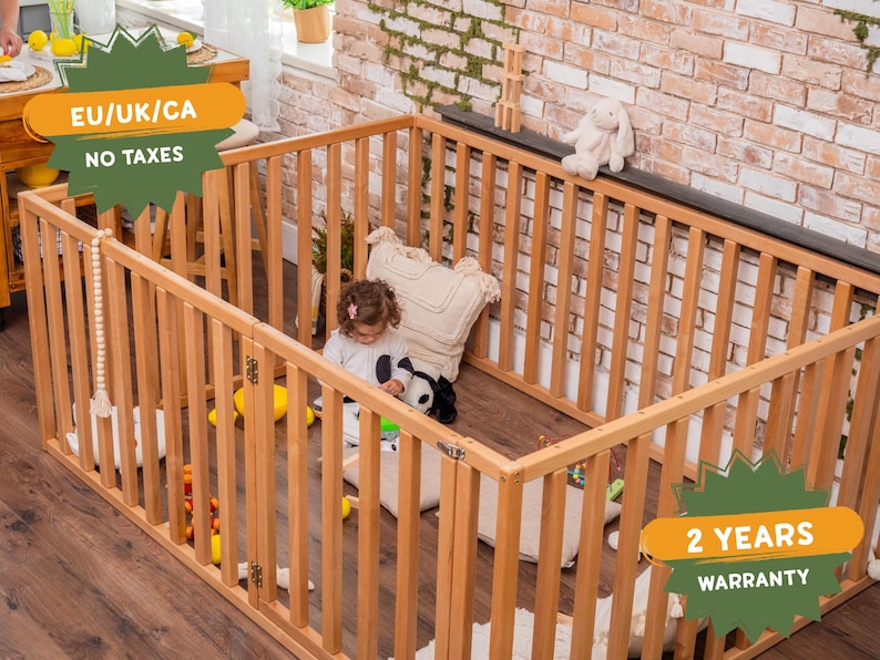 Solid Wood Montessori Floor Bed with Extra Protection - Safe & Engaging Toddler Play Bed