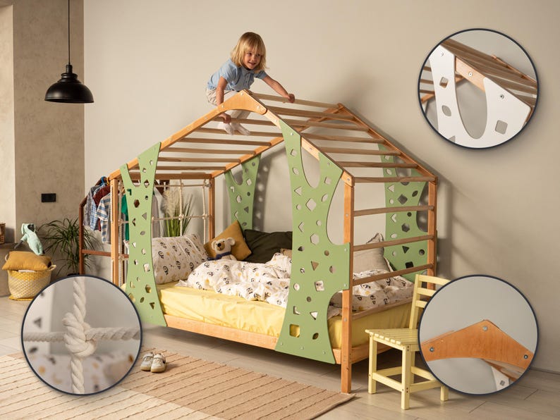 Montessori Bed, Toddler Gym, Montessori Climber, Indoor Play Gym, Toddler Bed, Bed Frame, Playroom Decor, Kids Furniture, Baby Gift