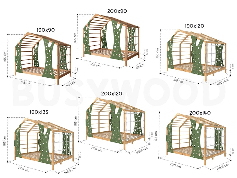 Montessori Wooden Playhouse Bed with Integrated Toddler Gym - Safe & Engaging Indoor Climbing Frame