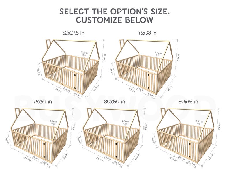 Busywood Montessori House Playpen Bed: Extra High Rails, Platform Toddler Bed, Indoor Playground