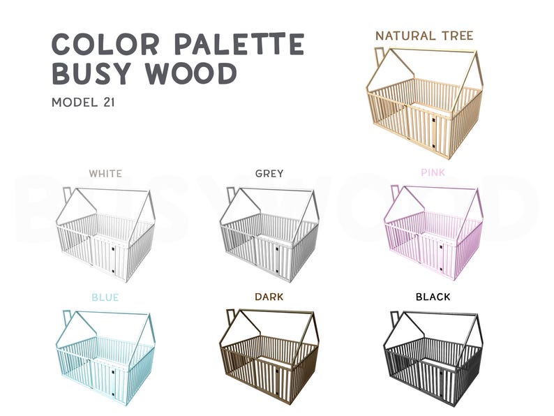 Busywood Montessori House Playpen Bed: Extra High Rails, Platform Toddler Bed, Indoor Playground
