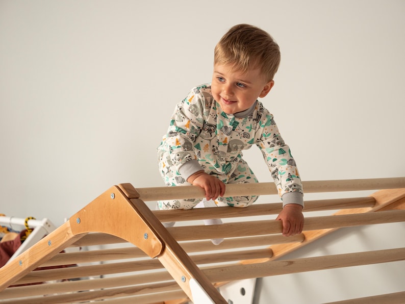 Busywood Kids Climbing Playhouse & Montessori Toddler Bed - Indoor Play Gym with Platform