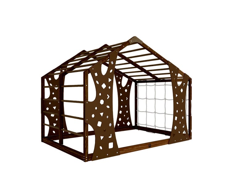 Montessori Wooden Jungle Gym Floor Bed - Indoor Playhouse & Toddler Climber for Kids - Premium Playroom Decor & Gift