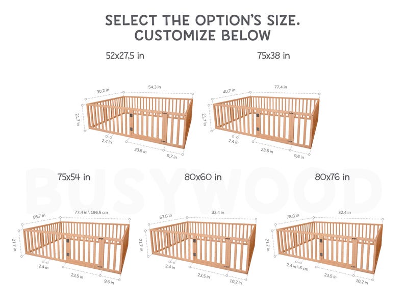 Busywood Montessori Platform Playpen Bed - Safe & Engaging Wooden Floor Bed for Toddlers