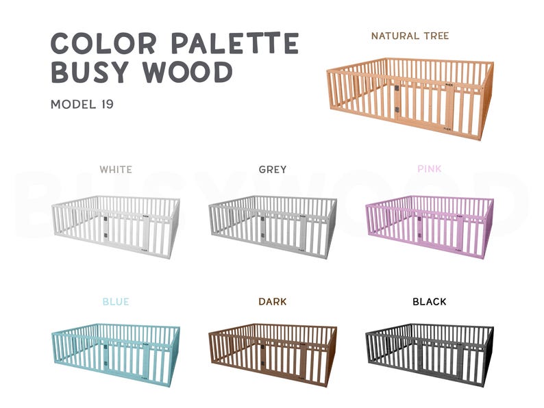Busywood Montessori Platform Playpen Bed - Safe & Engaging Wooden Floor Bed for Toddlers