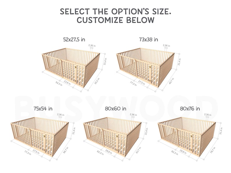 Busywood Montessori Floor Bed with Slats - Safe & Engaging Playpen Bed for Toddlers & Babies