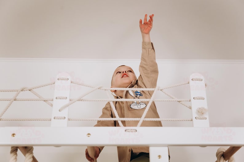 88x78" Giant Bridge Swedish Ladder & 1 Optional Rope Accessory: Gymnastics Rings, Waldorf Ladder, Baby Swing, Nursery Mobile Home Gym