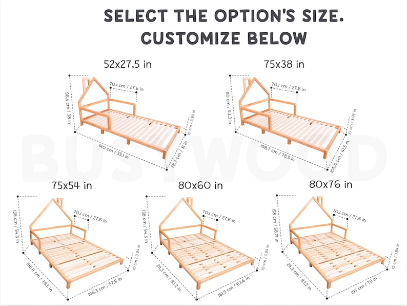 Wood bed Montessori toddler Twin bed Montessori bed full Modern kids Full bed frame Kids furniture