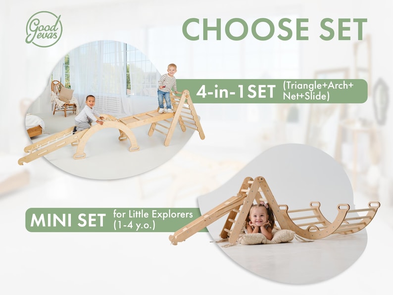 Montessori Wooden Climbing Triangle Arch and Slide Set for Toddlers - Safe, Eco-Friendly Play Gym