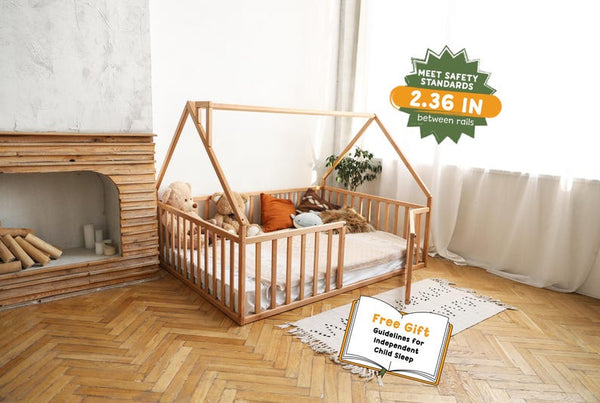 Platform House Bed with Above-Bed Decor - Safe & Engaging Kids Furniture