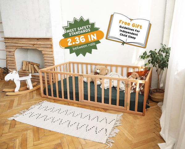 Busywood Montessori Platform Playpen Bed - Safe & Engaging Wooden Floor Bed for Toddlers