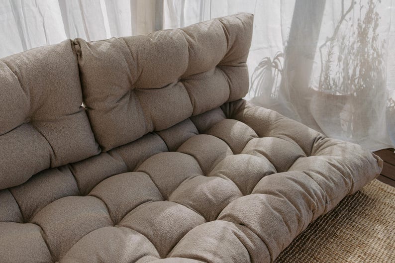 Luxurious Waterproof Tufted French-Style Outdoor Floor Cushion for Patio, Garden, and Play Areas