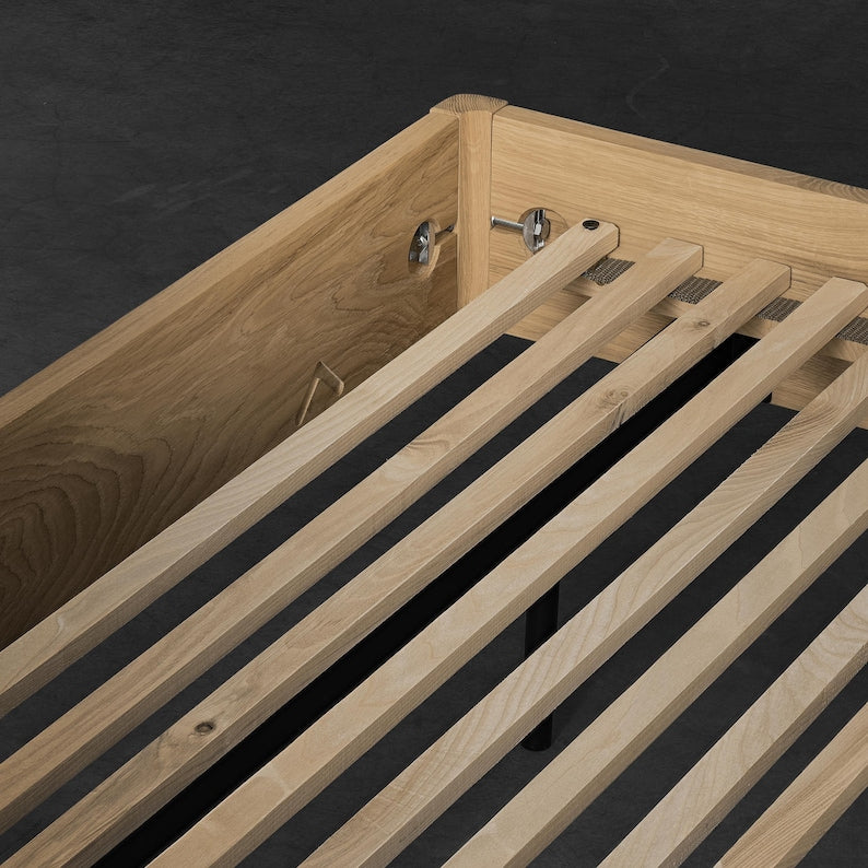 Handmade Oak Bed Frame - Wolke Loft Design | Minimalist Scandinavian Bedroom Furniture