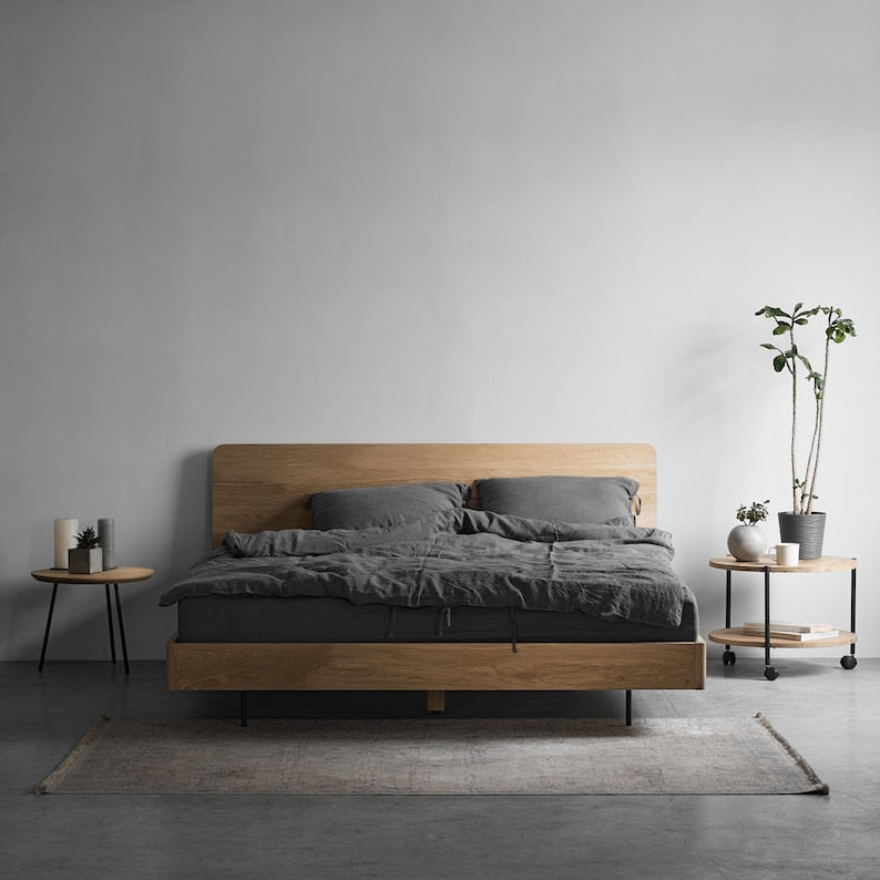 Handmade Oak Bed Frame - Wolke Loft Design | Minimalist Scandinavian Bedroom Furniture