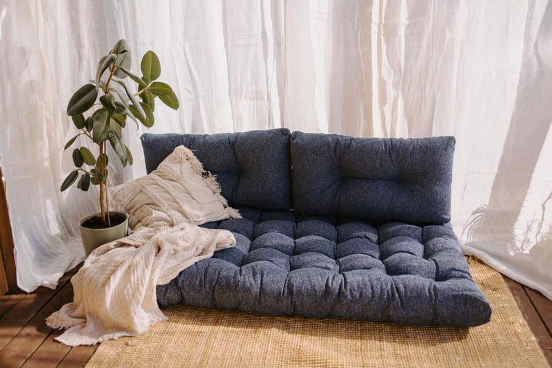 Luxurious Waterproof Tufted French-Style Outdoor Floor Cushion for Patio, Garden, and Play Areas