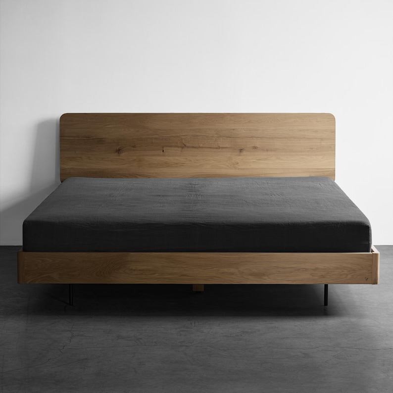 Handmade Oak Bed Frame - Wolke Loft Design | Minimalist Scandinavian Bedroom Furniture