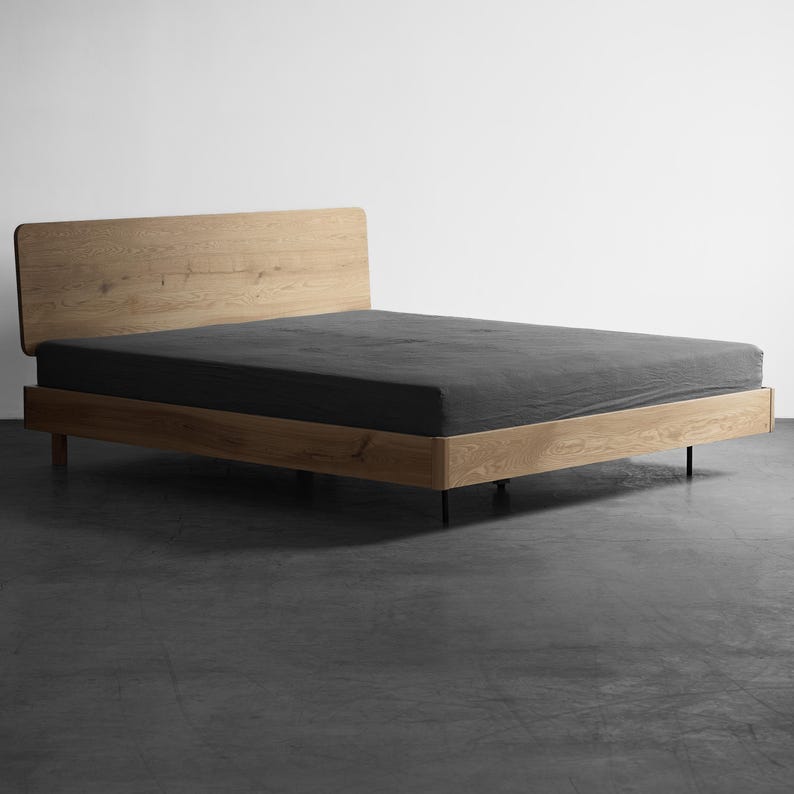Handmade Oak Bed Frame - Wolke Loft Design | Minimalist Scandinavian Bedroom Furniture