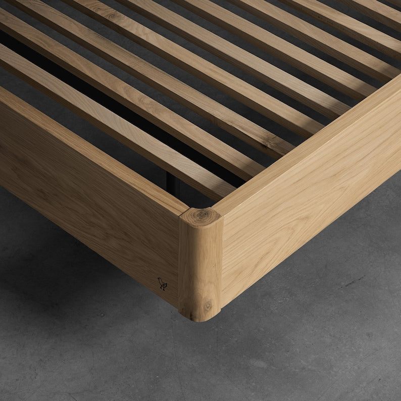 Handmade Oak Bed Frame - Wolke Loft Design | Minimalist Scandinavian Bedroom Furniture
