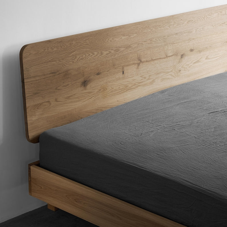 Handmade Oak Bed Frame - Wolke Loft Design | Minimalist Scandinavian Bedroom Furniture