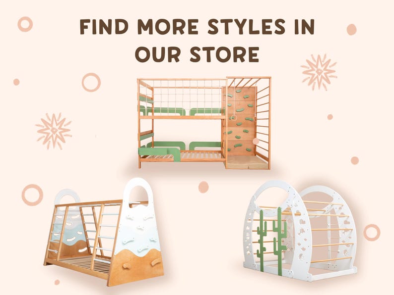 Montessori Monkey Bed: Toddler Climbing Bed Frame with Drawers & Indoor Playground - Natural Wood, Safe & Engaging