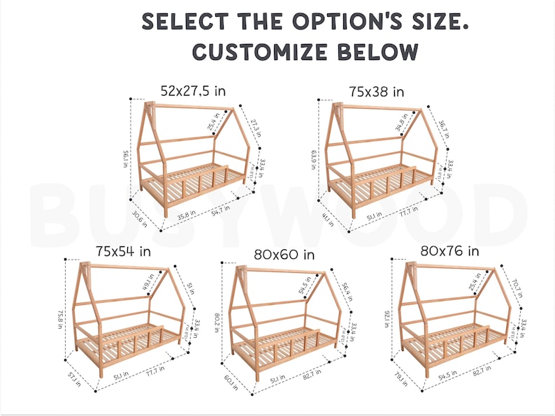 Montessori Wooden House Bed Frame - Toddler Floor Bed with Canopy Option, Twin Size, Natural Alder Wood with Eco-Friendly Finish, Nursery & Playroom Decor