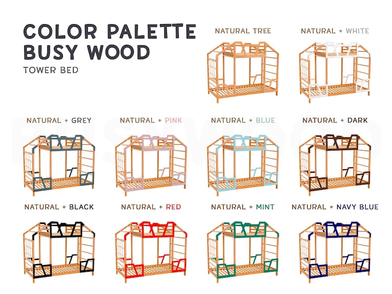 Montessori Toddler Tower Bed with Bunk Bed Frame - Twin Size - Engaging Nursery Decor & Indoor Playground