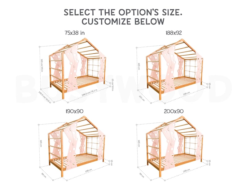 Interactive Montessori Toddler Gym Bed with Playhouse & Climbing Frame - Safe, Engaging Kids Furniture