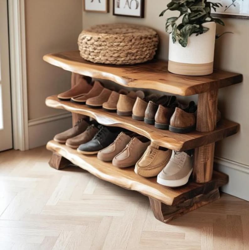 Custom Narrow Wood Bench for Entryway - Handmade Solid Wood Mudroom Furniture, Farmhouse Style Seat with Storage