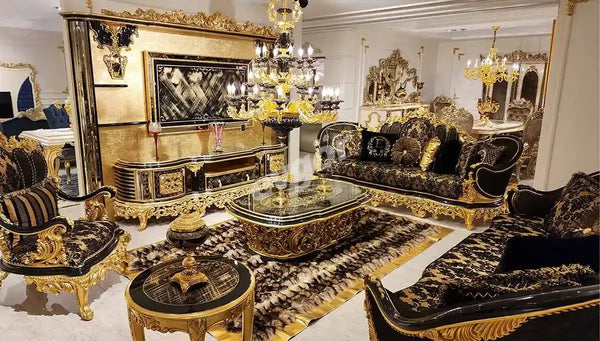 Kamelya Black Classic Sofa Set - Elegant Design, Premium Quality