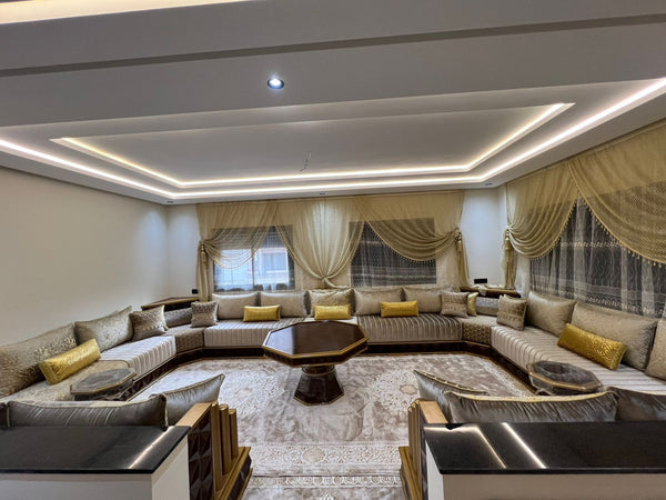 Luxe Marokkaanse Majlis-bankset - op maat gemaakte, handgemaakte salonberber